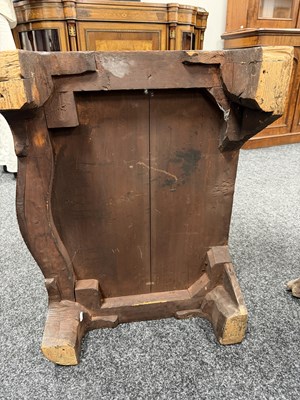 Lot 1515 - AN UNUSUAL GEORGE III STYLE MAHOGANY SERPENTINE CHEST OF DRAWERS WITH BRUSHING SLIDE