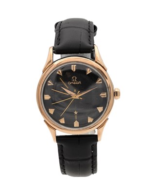 Lot 461 - A GENTLEMAN'S 1958 STEEL AND ROSE GOLD OMEGA CONSTELLATION PIE-PAN DIAL WRIST WATCH