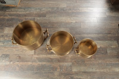 Lot 1022 - A SET OF THREE IMPERIAL STANDARD BELL METAL COUNTY MEASURES BY J. M'EWAN, LONDON AND MELBOURNE