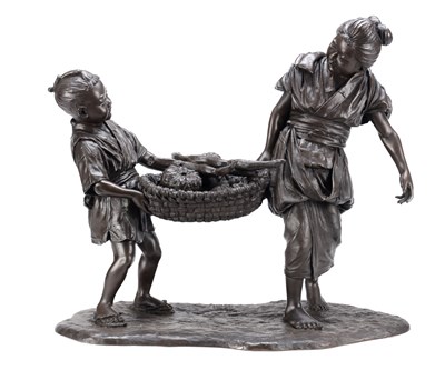 Lot 759 - A LARGE MEIJI PERIOD JAPANESE TOKYO SCHOOL BRONZE FIGURAL GROUP
