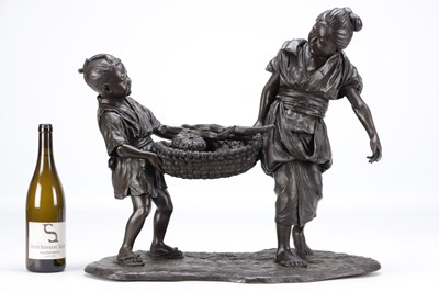 Lot 759 - A LARGE MEIJI PERIOD JAPANESE TOKYO SCHOOL BRONZE FIGURAL GROUP