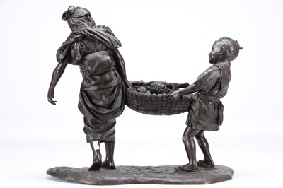 Lot 759 - A LARGE MEIJI PERIOD JAPANESE TOKYO SCHOOL BRONZE FIGURAL GROUP