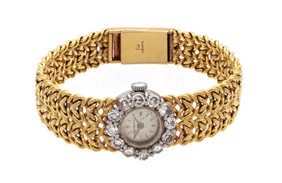 Lot 205 - CORTEBERT AN 18CT YELLOW GOLD AND DIAMOND LADIES WRIST WATCH