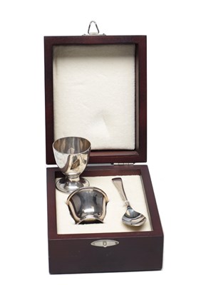 Lot 29 - TWO ENGLISH SILVER EGG CUPS AND A TEASPOON