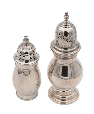 Lot 103 - TWO EARLY 20TH CENTURY ENGLISH SILVER SUGAR CASTERS
