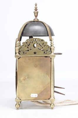 Lot 1226 - THOMAS KNIFTON, LONDON. A MID 17TH CENTURY BRASS LANTERN CLOCK WITH ALARM DIAL