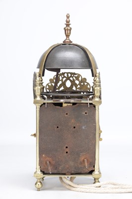 Lot 1226 - THOMAS KNIFTON, LONDON. A MID 17TH CENTURY BRASS LANTERN CLOCK WITH ALARM DIAL