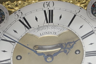 Lot 1299 - JOHN BERRY, LONDON. A GEORGE I EBONISED DUTCH-STRIKING AND QUARTER-CHIMING EIGHT DAY TABLE CLOCK WITH MOONPHASE