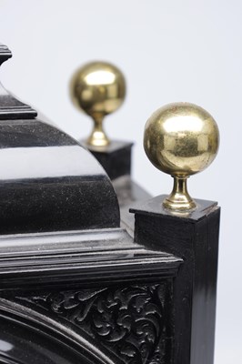 Lot 1299 - JOHN BERRY, LONDON. A GEORGE I EBONISED DUTCH-STRIKING AND QUARTER-CHIMING EIGHT DAY TABLE CLOCK WITH MOONPHASE