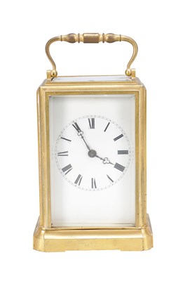 Lot 1220 - JAPY FRERES. A LATE 19TH CENTURY FRENCH GILT BRASS ONE-PIECE CASE REPEATING CARRIAGE CLOCK