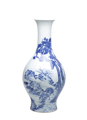 Lot 770 - A CHINESE BLUE AND WHITE PORCELAIN BALUSTER VASE