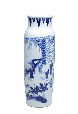 Lot 818 - A CHINESE BLUE AND WHITE PORCELAIN SLEEVE VASE