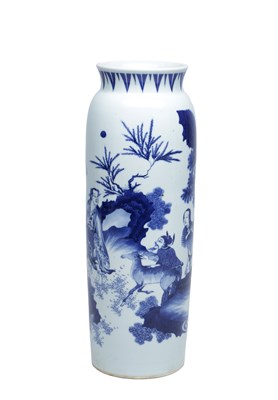 Lot 763 - A CHINESE BLUE AND WHITE PORCELAIN SLEEVE VASE