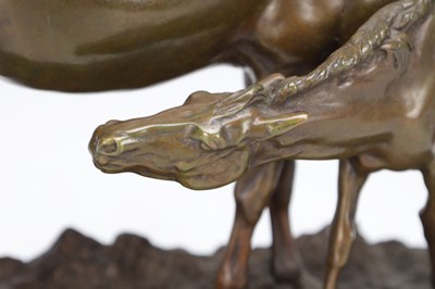 Lot 1081 - AFTER ISIDORE BONHEUR A PATINATED BRONZE GROUP OF A MARE AND FOAL