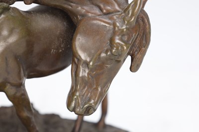 Lot 1081 - AFTER ISIDORE BONHEUR A PATINATED BRONZE GROUP OF A MARE AND FOAL