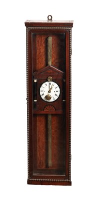 Lot 1246 - A RARE MID 18TH CENTURY AUSTRIAN ROSEWOOD WALL HANGING RACK CLOCK
