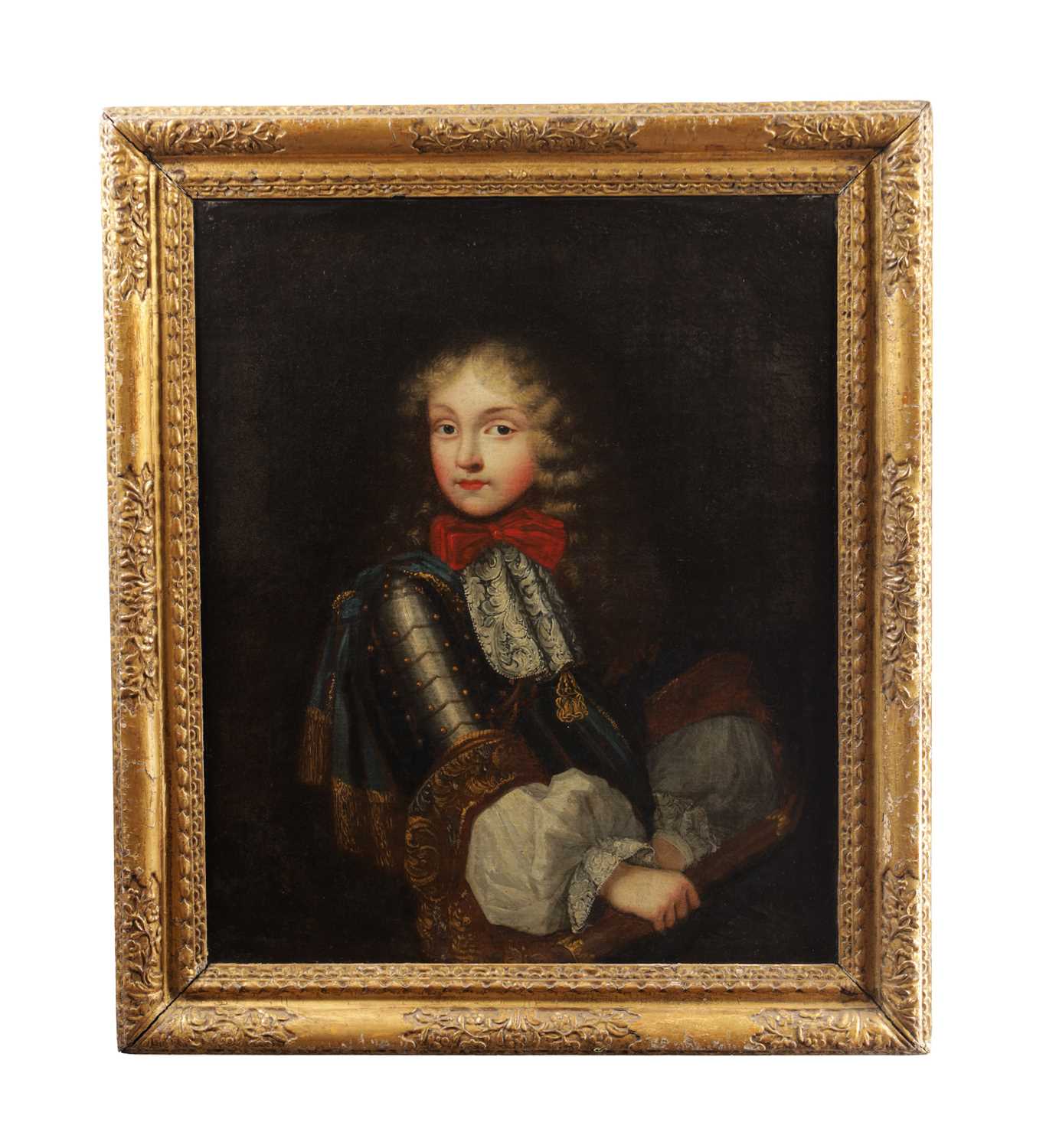 Lot 866 - A 17TH CENTURY OIL ON CANVAS PORTRAIT OF A YOUNG PRINCE IN ARMOUR