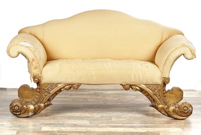 Lot 1706 - A 19TH CENTURY CARVED GILTWOOD SETTEE