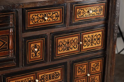 Lot 1518 - A 17TH CENTURY SPANISH WALNUT AND INLAID CABINET