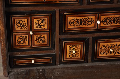 Lot 1518 - A 17TH CENTURY SPANISH WALNUT AND INLAID CABINET