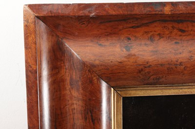 Lot 858 - AN EDWARDIAN OIL ON CANVAS PORTRAIT OF A LADY SET IN A REGENCY BURR OAK FRAME