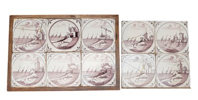Lot 638 - TEN 18TH CENTURY MANGANESE DELFT LANDSCAPE TILES