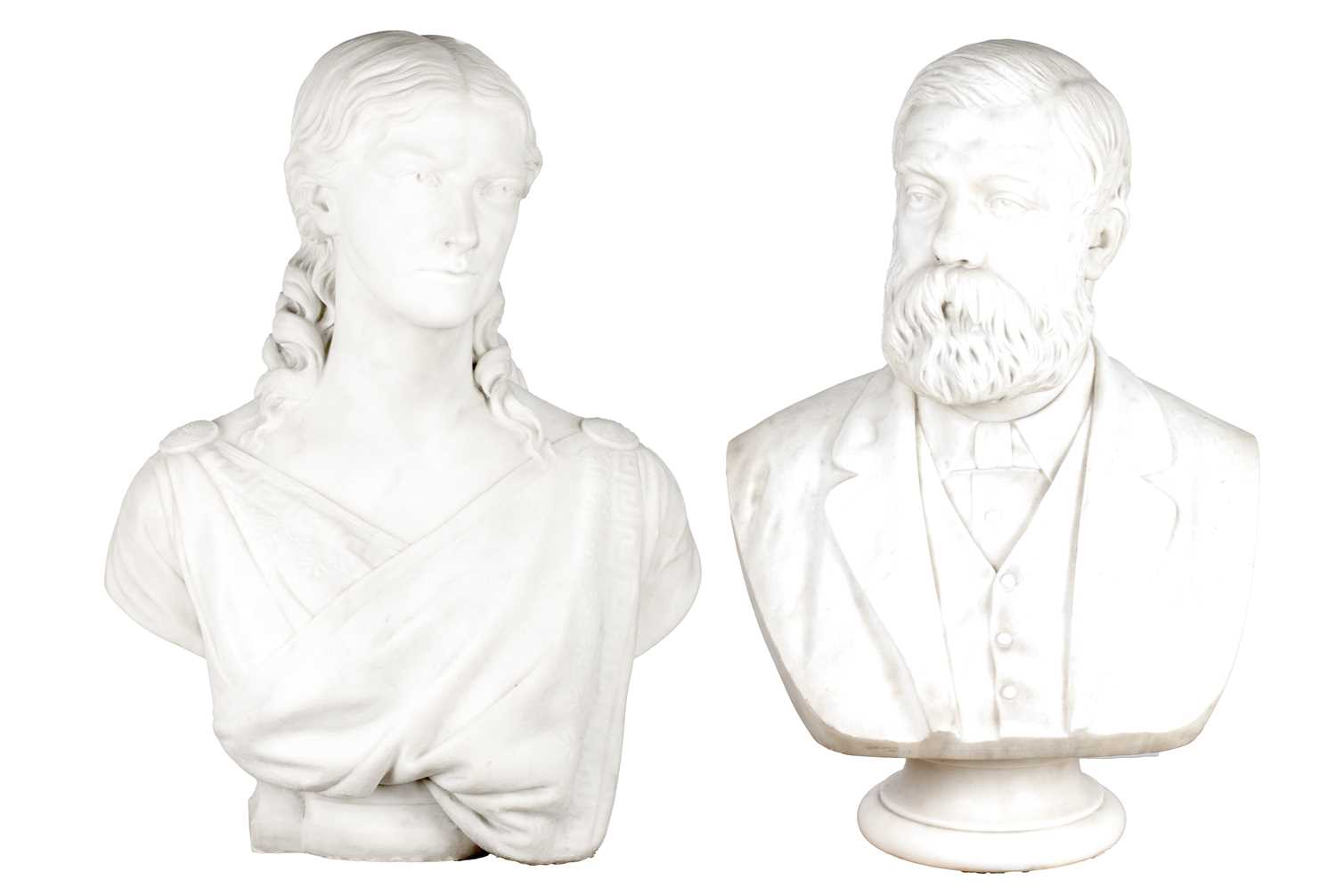 Lot 1125 - E E GEFLOWSKI A PAIR OF LATE 19TH CENTURY MARBLE BUSTS