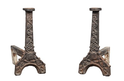 Lot 1098 - A PAIR OF 16TH CENTURY CAST IRON FIREDOGS