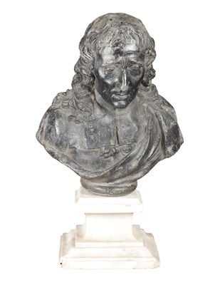 Lot 1044 - A LATE 17TH / EARLY 18TH CENTURY LEAD BUST OF JOHN MILTON