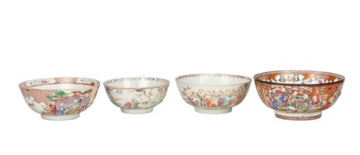 Lot 615 - A COLLECTION OF FOUR 19TH CENTURY CANTONESE PORCELAIN BOWLS