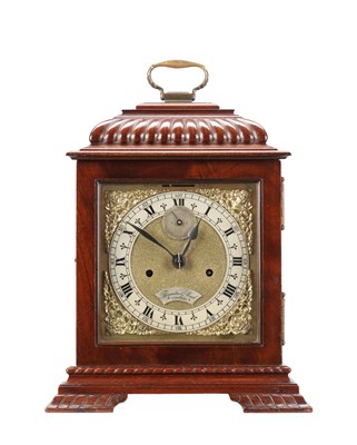 Lot 1217 - THWAITES & REED, LONDON. AN EARLY 20TH CENTURY MAHOGANY DOUBLE FUSEE BRACKET CLOCK