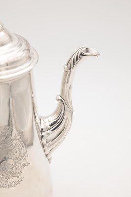 Lot 73 - A GEORGE II PROVINCIAL SILVER CHOCOLATE POT BY JOHN LANGLANDS, NEWCASTLE