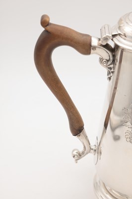 Lot 73 - A GEORGE II PROVINCIAL SILVER CHOCOLATE POT BY JOHN LANGLANDS, NEWCASTLE