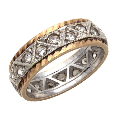 Lot 272 - A 9CT YELLOW AND WHITE GOLD FULL ETERNITY RING
