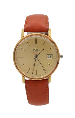 Lot 320 - AN 18CT GOLD OMEGA SEAMASTER QUARTZ WRIST WATCH