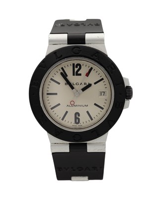 Lot 367 - A GENTLEMAN'S BVLGARI ALUMINIUM AUTOMATIC WRIST WATCH
