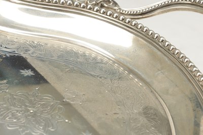 Lot 138 - A LARGE VICTORIAN ENGLISH SILVER TWO-HANDLED TRAY