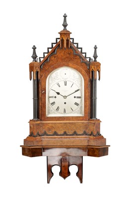 Lot 1257 - J.C. JENNENS, LONDON. A LATE 19TH CENTURY BURR WALNUT TRIPLE FUSEE QUARTER CHIMING BRACKET CLOCK