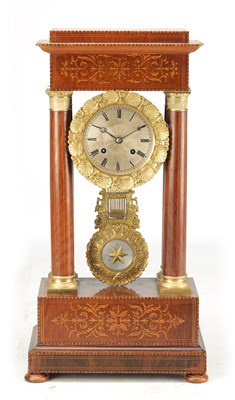 Lot 1237 - A MID 19TH CENTURY FRENCH INLAID ROSEWOOD PORTICO CLOCK