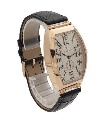 Lot 354 - A GENTLEMAN'S LIMITED EDITION 18CT ROSE GOLD OMEGA MUSEUM COLLECTION 1915 PETROGRAD WRIST WATCH