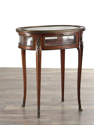 Lot 1548 - A 19TH CENTURY FRENCH MAHOGANY AND ORMOLU MOUNTED BIJOUTERIE TABLE