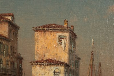 Lot 973 - BOUVARD AN OIL ON CANVAS VENETIAN CANAL SCENE