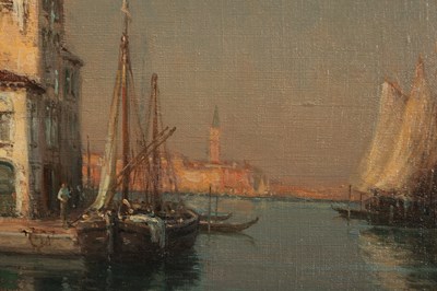 Lot 973 - BOUVARD AN OIL ON CANVAS VENETIAN CANAL SCENE