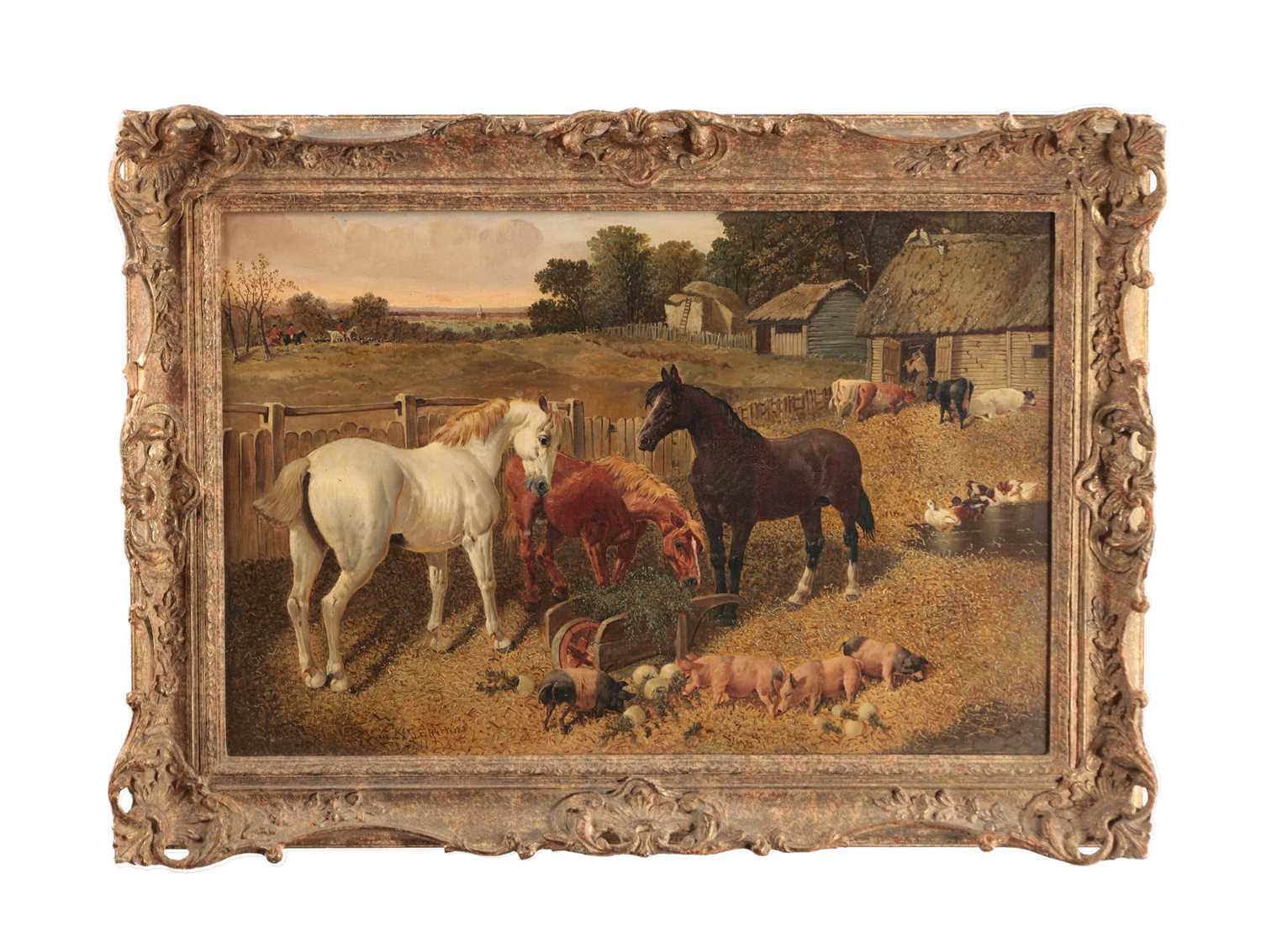 Lot 972 - JOHN FREDERICK HERRING Jr. (1820-1907) "FARMYARD SCENE" OIL ON CANVAS