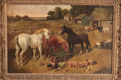 Lot 972 - JOHN FREDERICK HERRING Jr. (1820-1907) "FARMYARD SCENE" OIL ON CANVAS