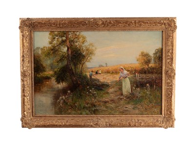 Lot 874 - ERNEST WALBOURNE AN OIL ON CANVAS HARVEST TIME