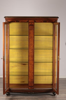 Lot 1544 - A FINE LATE 19TH CENTURY FRENCH ORMOLU MOUNTED AND EBONY STRUNG AMBOINA AND MAHOGANY DISPLAY CABINET IN THE MANNER OF FRANCOIS LINKE