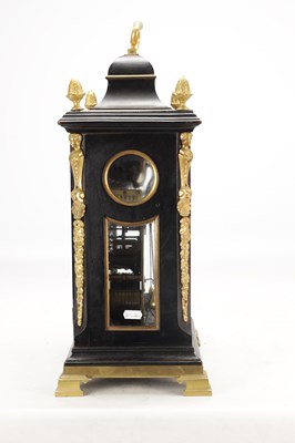 Lot 1364 - FRANCIS WELLS, LONDON. A GEORGE III ORMOLU MOUNTED EBONISED QUARTER REPEATING BRACKET CLOCK