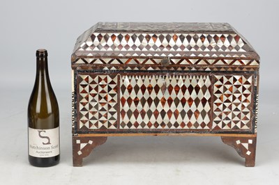 Lot 752 - AN OTTOMAN MOTHER-OF-PEARL, TORTOISESHELL AND BONE INLAID CASKET