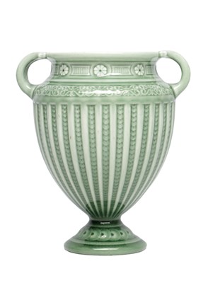Lot 618 - JOSEPH-THÉODORE DECK (1823-1891) A 19TH CENTURY FRENCH ART NOUVEAU GLAZED CERAMIC TWIN-HANDLED URN